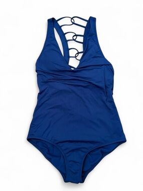 Jantzen navy blue one piece swimsuit summer beach swimwear Sz S